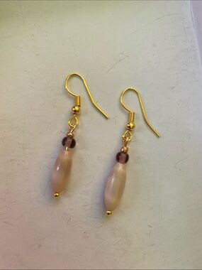 Good Vibes Only Gold-Tone Pink Bead Drop Earrings